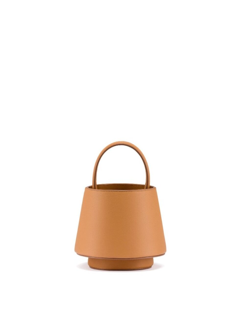 Mlouye Mini Lantern Bag Tan Leather Sculptural Bucket Bag Crossbody with Top Han - Picture 2 of 9